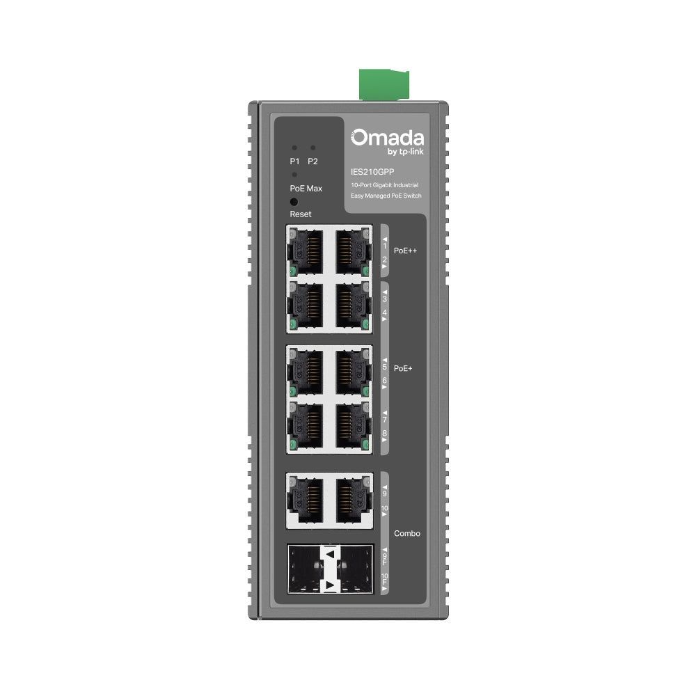 TP-Link IES210GPP, Omada 10-Port Gigabit Industrial Easy Managed Switch with 6-Port PoE+ and 2-Port PoE++
