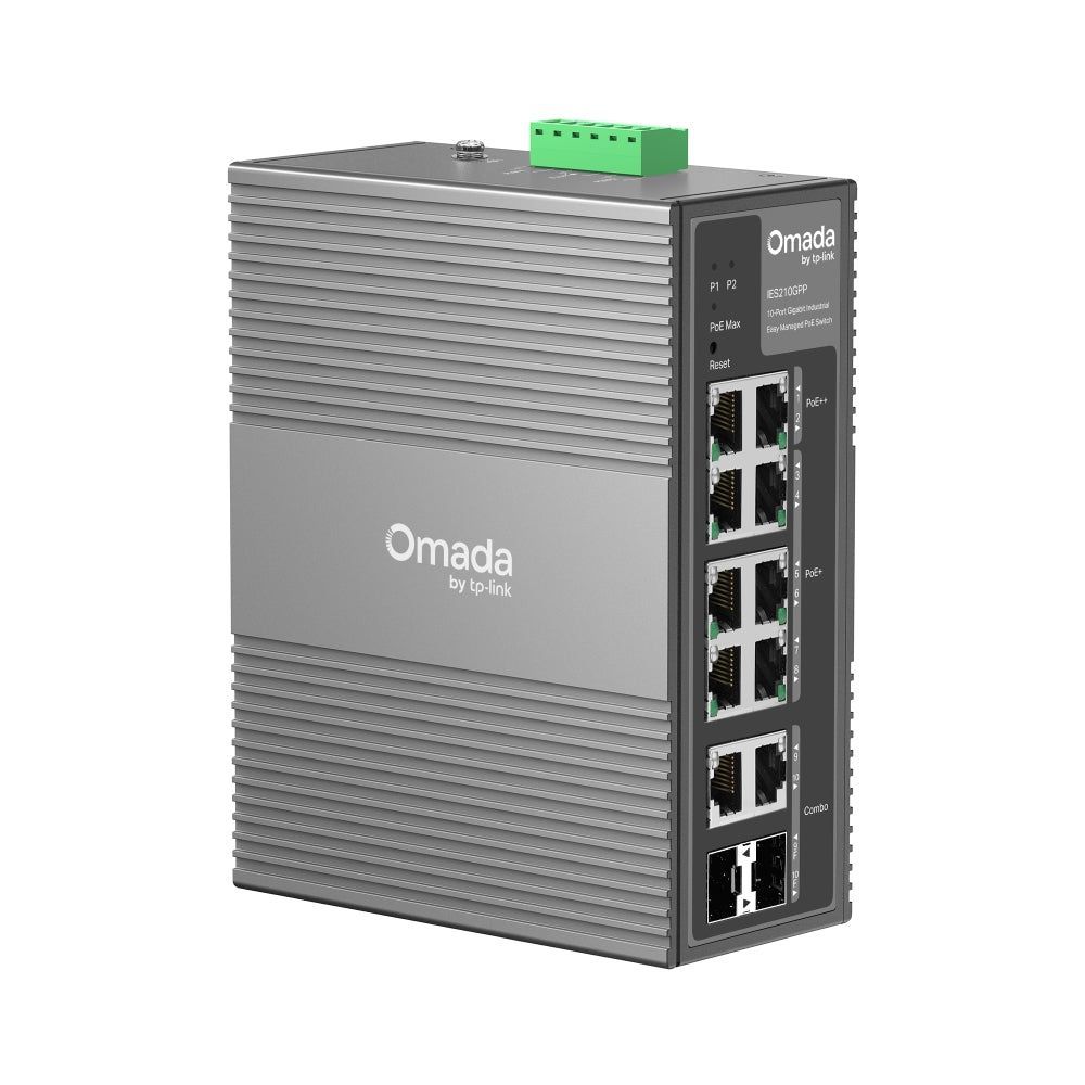 TP-Link IES210GPP, Omada 10-Port Gigabit Industrial Easy Managed Switch with 6-Port PoE+ and 2-Port PoE++