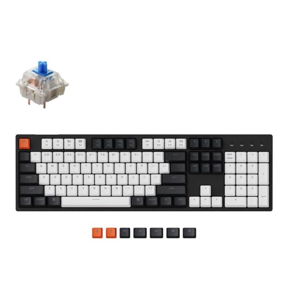 KEYC-C2-B2 - Keychron C2-B2, 100% Full Size Layout 104 Keys, Blue switch, RGB, Gateron Switch Mechanical, Wired Keyboard