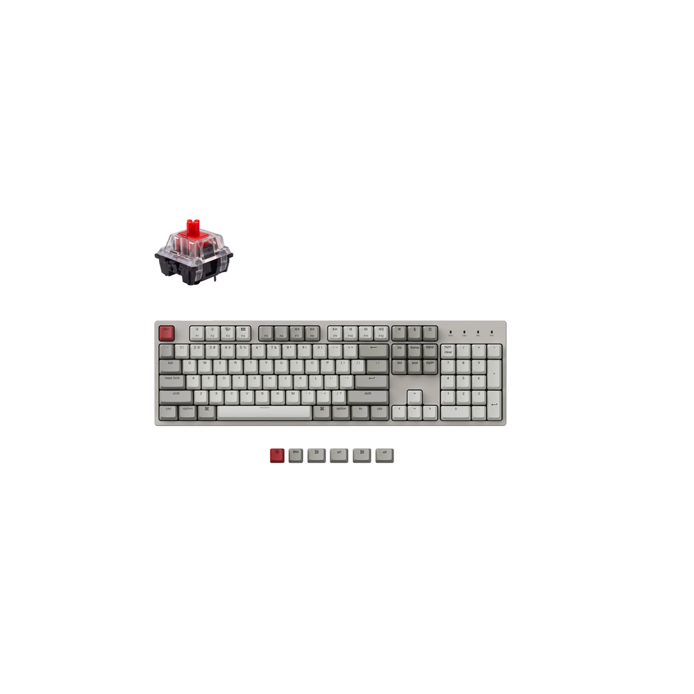 KEYC-C2-K1Z - Keychron C2-K1Z, 100% Full Size Layout 104 Keys, Retro, Red Switch, Non-backlight, Gateron G Pro Mechanical, Wired Keyboard