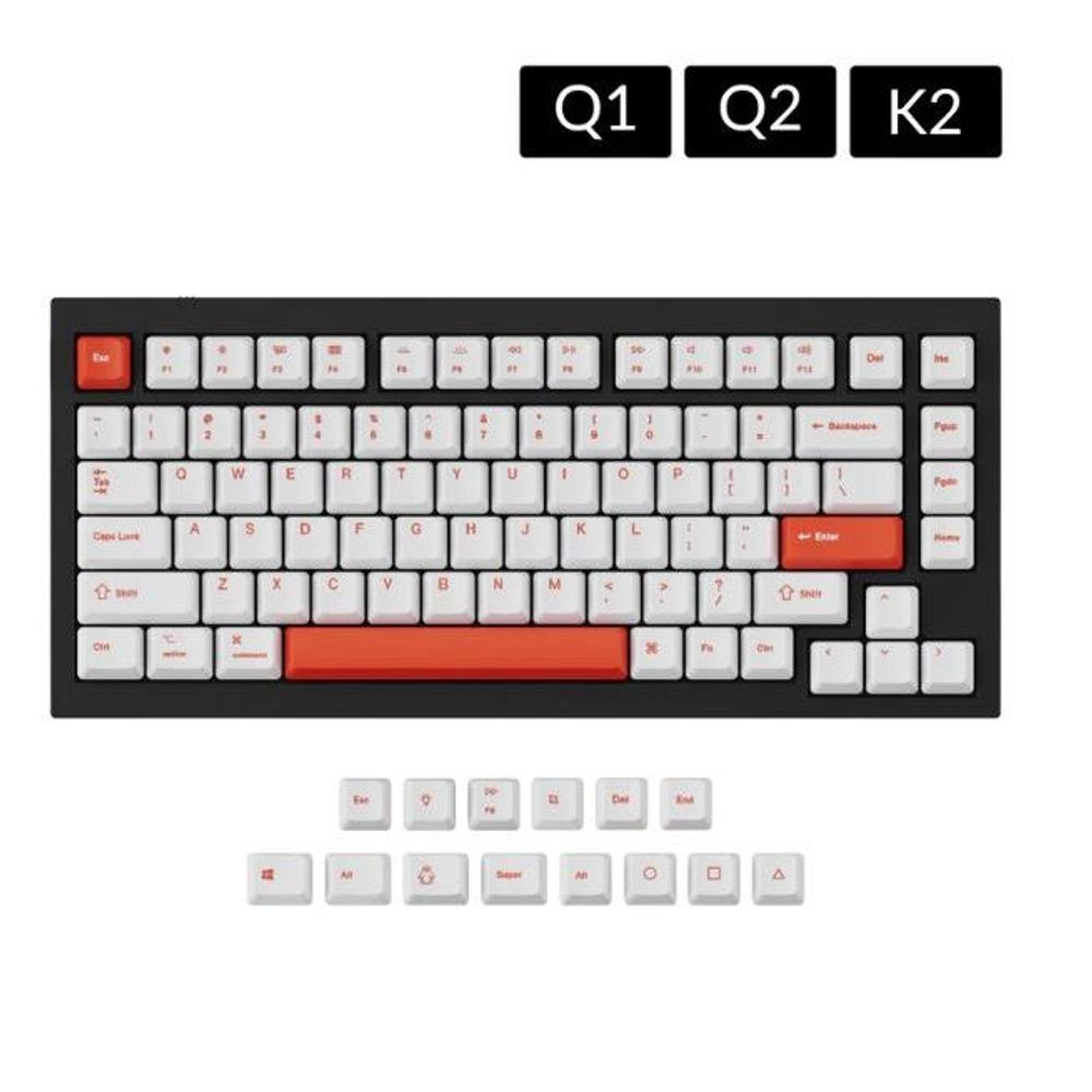 KEYC-JM-70 - Keychron Q1 & K2 OEM Dye-Sub PBT Keycap Set - Orange White