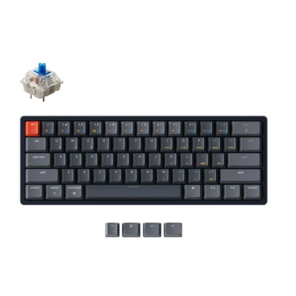 KEYC-K12-C2 - Keychron K12-C2 60% Layout 61 Keys, Blue Switch, RGB, Aluminium Frame, Gateron G Pro Mechanical, Wireless Keyboard