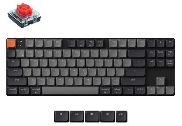 Keychron KEYC-K1X-A1, K1 Version 6, 80% layout, Low Profile Red Switch, Black, QMK, White Backlight, Wireless Keyboard Default Title