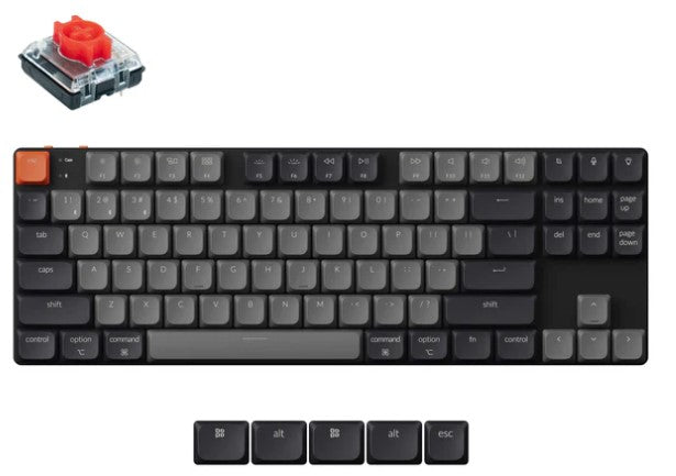 Keychron K1X-H1, K1 Version 6, 80% layout, Low Profile Red Switch, Black, Hot Swap, QMK, White Backlight, Wireless Keyboard Default Title
