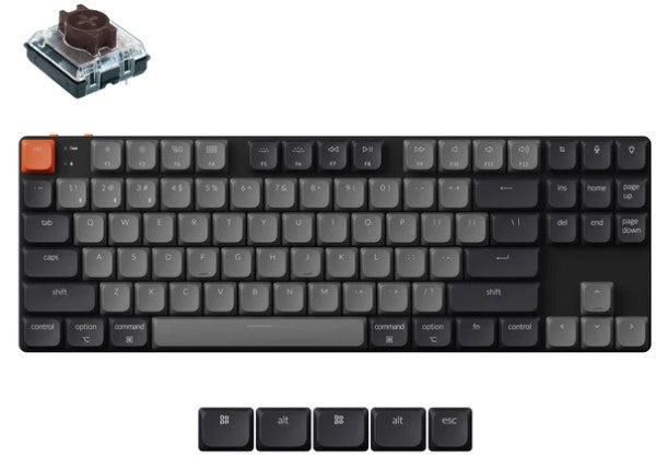 Keychron K1X-H3, K1 Version 6, 80% layout, Low Profile Brown Switch, Black, Hot Swap, QMK, White Backlight, Wireless Keyboard Default Title