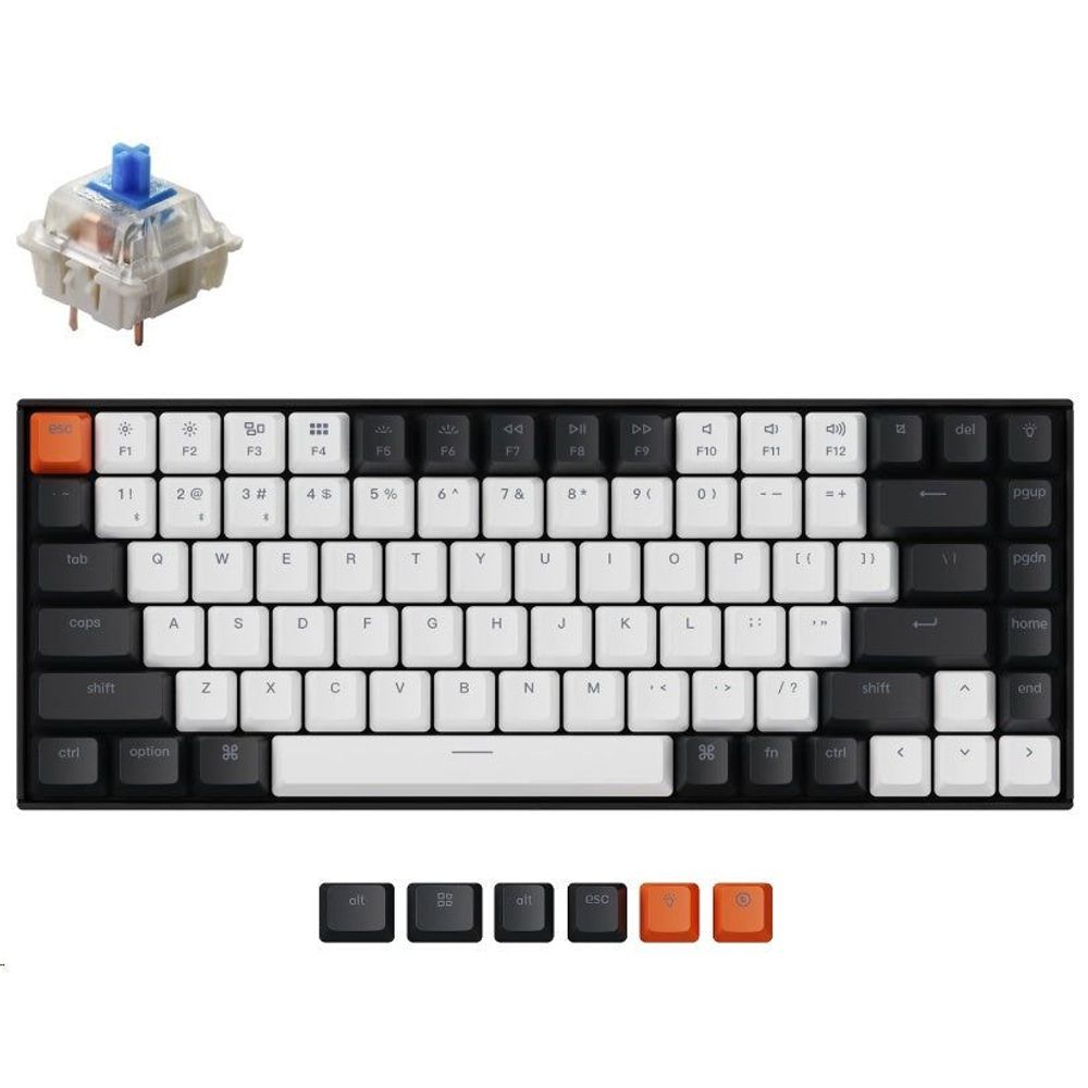 KEYC-K2-C2H - Keychron K2-C2H, 75% layout 84 Keys, Blue Switch, RGB, Aluminium Frame, Hot-Swap, Gateron G Pro, Mechanical Wireless Keyboard