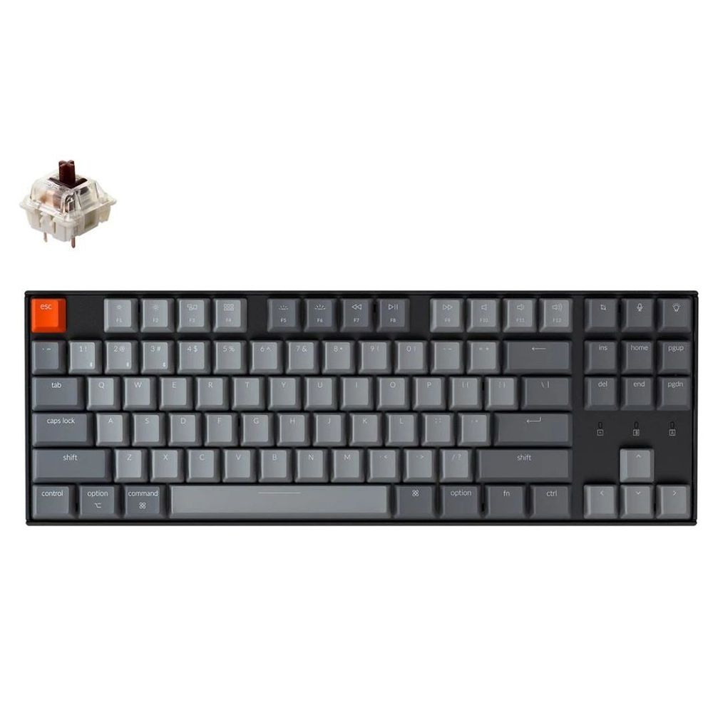 KEYC-K8-B3 - Keychron K8-B3, 80% TKL Layout 87 Keys, Brown Switch, RGB, Gateron G Pro, Mechanical Wireless Keyboard