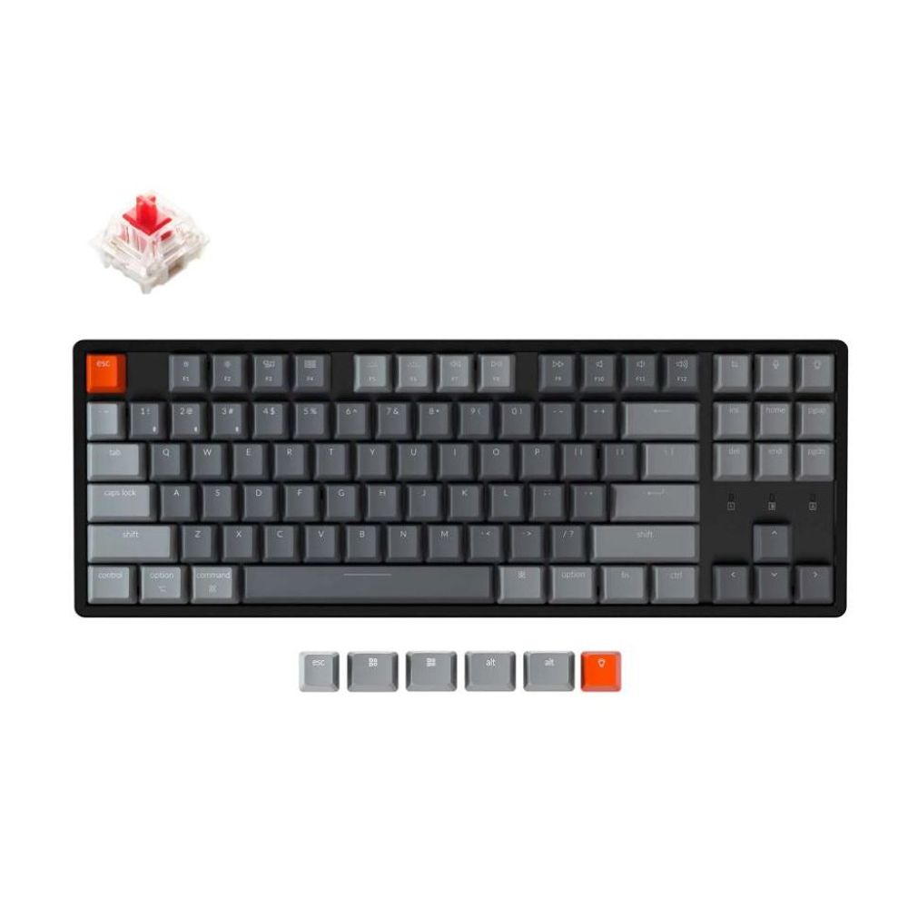 KEYC-K8-C1 - Keychron K8-C1, 80% TKL Layout 87 Keys, Red Switch, RGB, Aluminium Frame, Gateron G Pro, Mechanical Wireless Keyboard