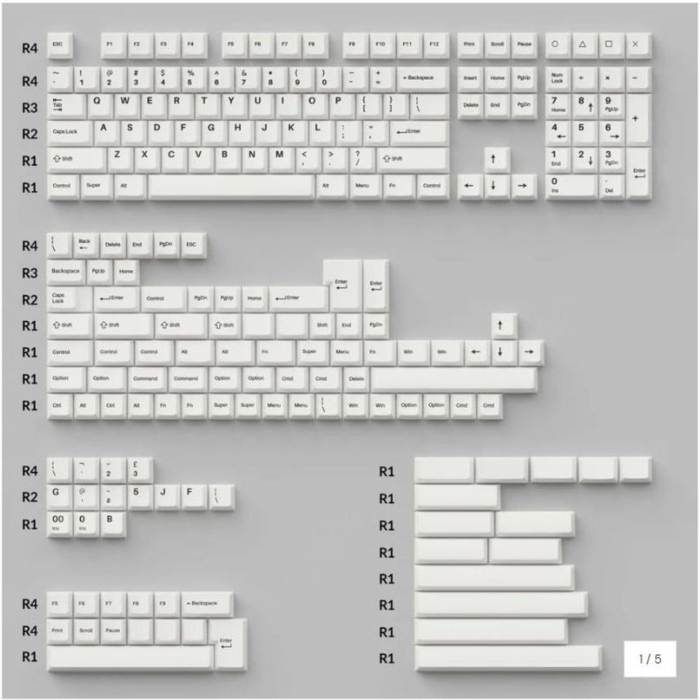 KEYC-PBT-11 - Keychron Double Shot Cherry PBT Keycap Full Keycap Set - Black on White