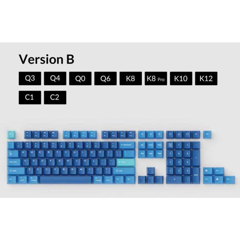 KEYC-PBT-31 - Keychron Keycap Set Ocean PBT Dye-Sub ANSI OEM US Q3 / Q4 / Q6 / K8 / K8 Pro / K10 / K12 / C1 / C2