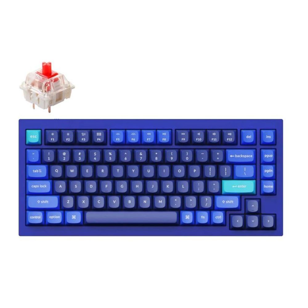 KEYC-Q1-J1 - Keychron Q1-J1, 75% Layout 84 keys, Red Switch, RGB, Navy Blue Frame, Hot Swap, QMK, Gateron G Pro, Mechanical Wired Keyboard