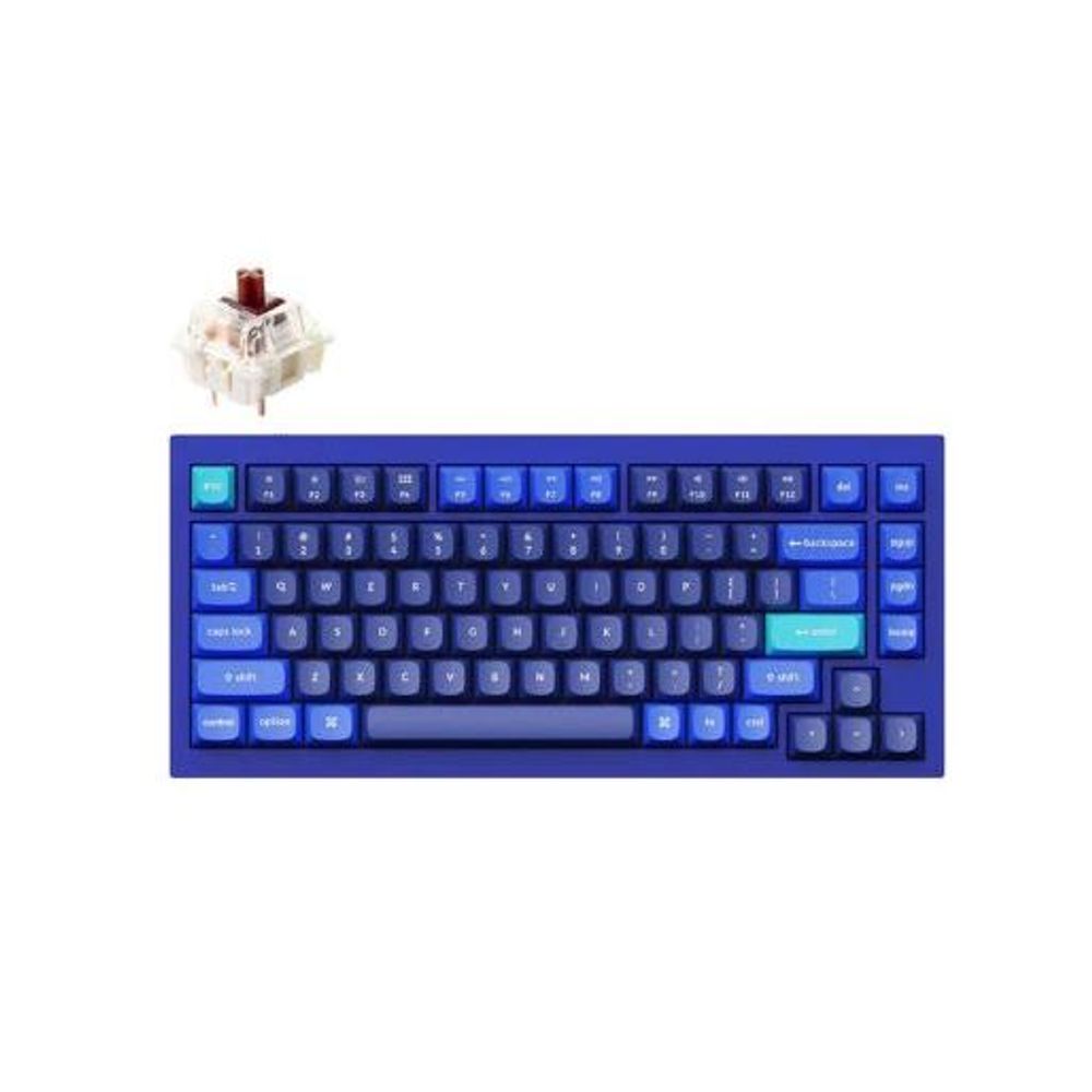 KEYC-Q1-J3 - Keychron Q1-J3, 75% Layout 84 keys, Brown Switch, RGB, Navy Blue Frame, Hot Swap, QMK, Gateron G Pro, Mechanical Wired Keyboard