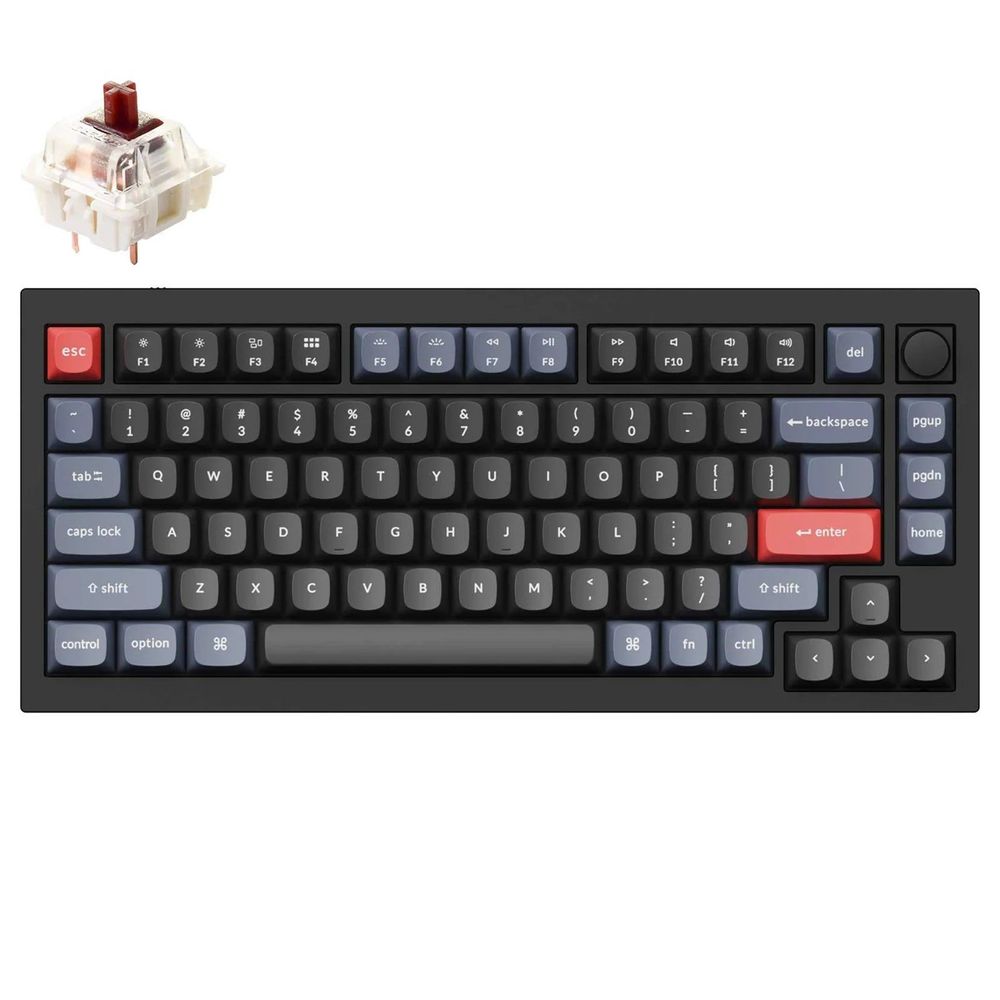 KEYC-Q1-M3 - Keychron Q1-M3, 75% Layout 84 Keys, Brown Switch, RGB, Black Frame, Hot-Swap, Wired Keyboard, With Knob