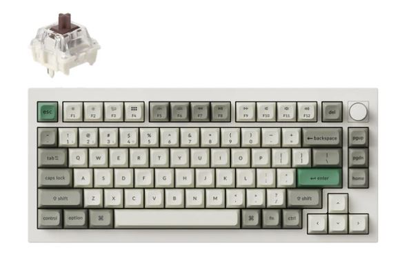 Keychron Q1M-P3, Q1 Max, 75% layout 81 keys, Shell White, Brown Switch, RGB, Hot-Swap, Gateron Jupiter, Wireless, with knob Default Title