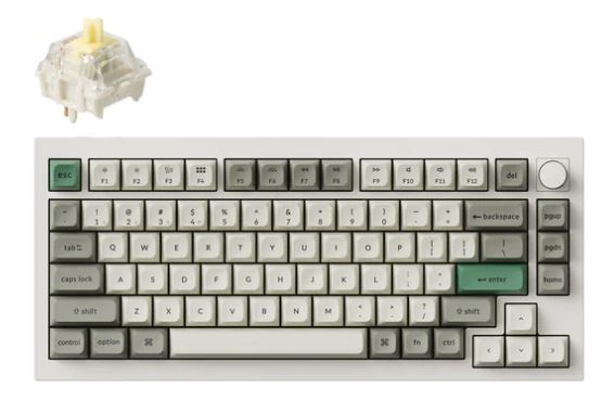 Keychron Q1M-P4, Q1 Max, 75% layout 81 keys, Shell White, Banana Switch, RGB, Hot-Swap, Gateron Jupiter, Wireless, with knob Default Title