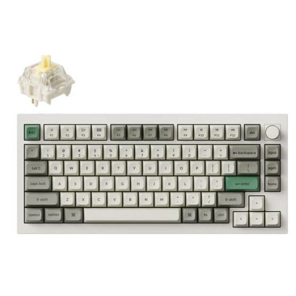 Keychron Q1M-P4, Q1 Max, 75% layout 81 keys, Shell White, Banana Switch, RGB, Hot-Swap, Gateron Jupiter, Wireless, with knob Default Title
