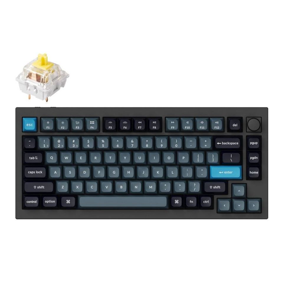 KEYC-Q1P-M4 - Keychron Q1P-M4, 75% Layout 81 Keys, Banana Switch, Black Frame, RGB, Hot-Swap, QMK, Keychron K Pro, Wireless Keyboard, With Knob