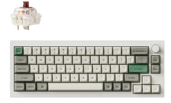Keychron Q2M-P3, Q2 Max, 65% layout 68 keys, Shell White, Brown Switch, RGB, Hot-Swap, Gateron Jupiter, Wireless, with knob Default Title
