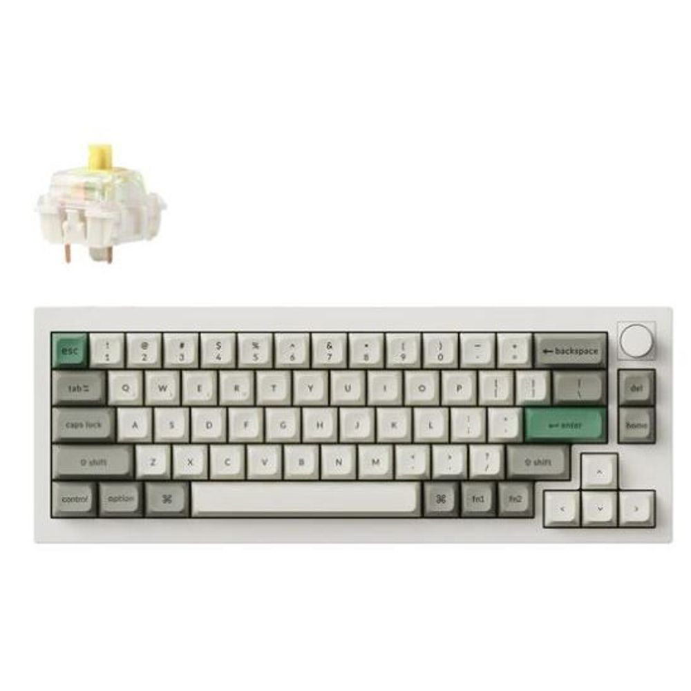 Keychron Q2M-P4, Q2 Max, 65% layout 68 keys, Shell White, Banana Switch, RGB, Hot-Swap, Gateron Jupiter, Wireless, with knob Default Title