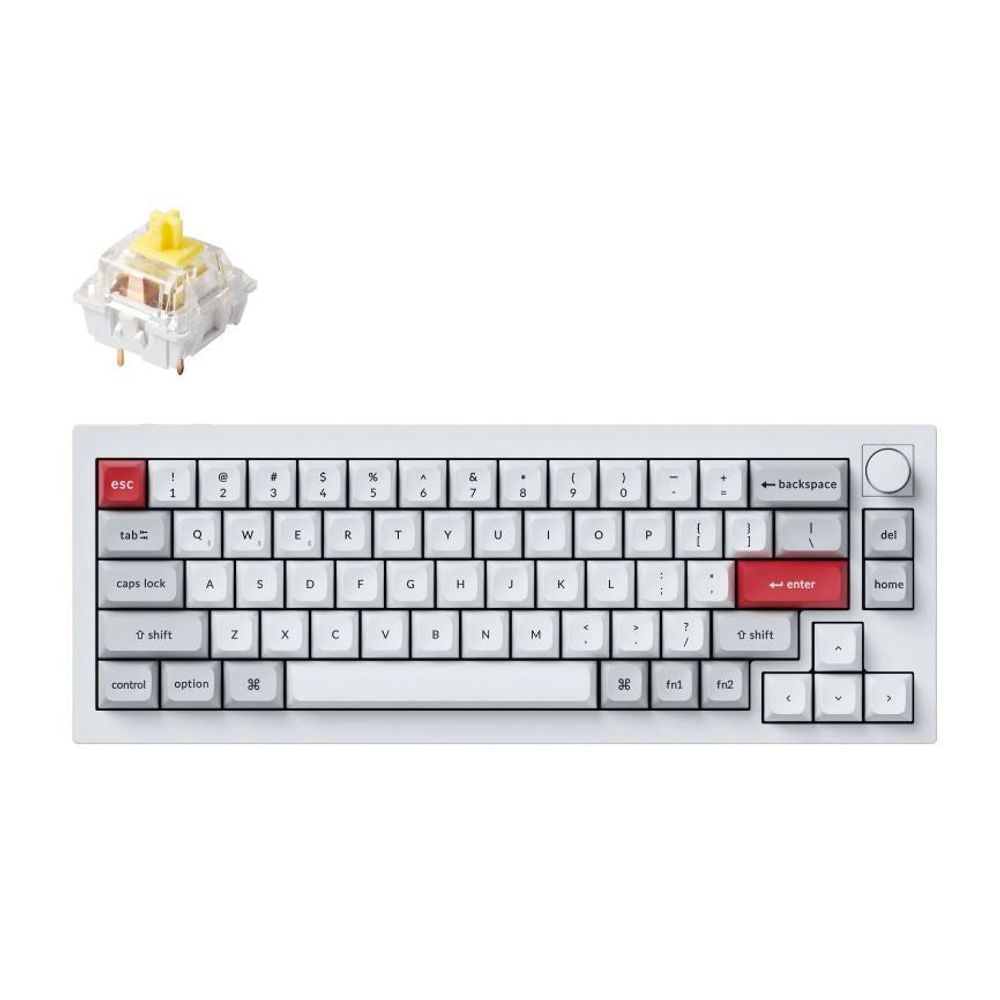 KEYC-Q2P-P4 - Keychron Q2P-P4, 65% Layout 68 Keys, Banana Switch, RGB, Shell White Aluminium Frame, Hot-Swap QMK/VIA, Keychron Pro, Mechanical Wireless Keyboard, With Knob