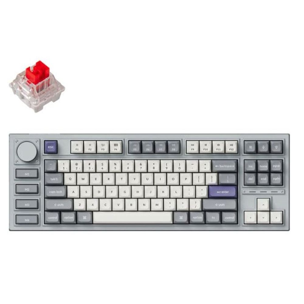 KEYC-Q3P-X1 - Keychron Q3P-X1, 80%, Red Switch, RGB Backlight, Silver grey, Hot Swap, QMK/VIA, Mechanical Wireless Pro, Knob