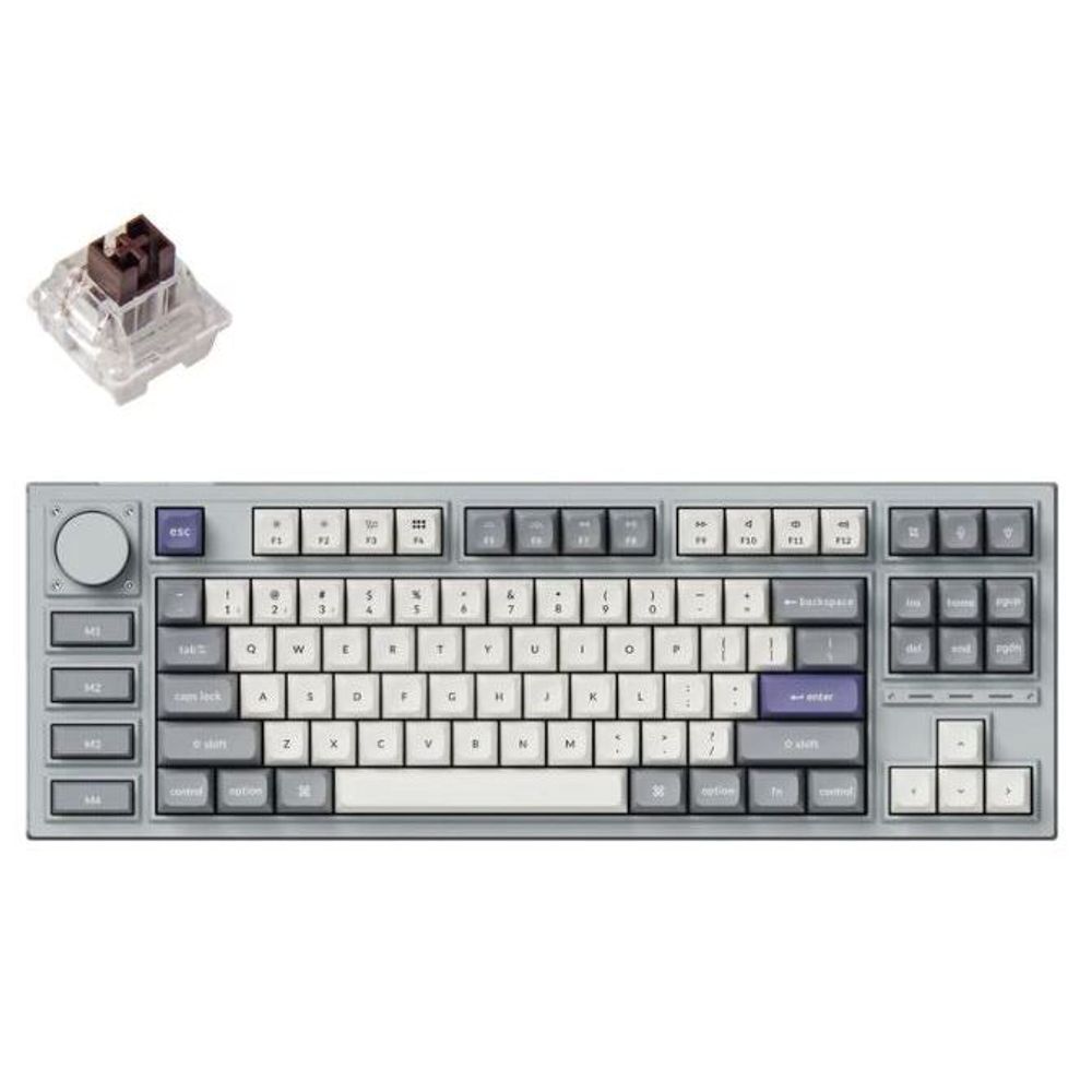 KEYC-Q3P-X3 - Keychron Q3P-X3, 80% Layout, Brown Switch RGB Backlight, Silver, Hot Swap, QMK/VIA, Keychron K Wireless Mechanical Pro, Knob