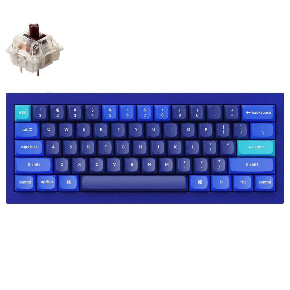 KEYC-Q4-J3 - Keychron Q4-J3, 60% Layout 61 Keys, Brown Switch, RGB, Blue Frame, Hot-Swap, Gateron G Pro, Mechanical Wired Keyboard