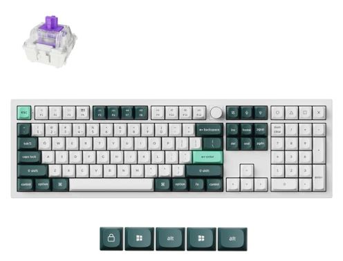 Keychron Q6H-P1, 100% Layout, HE QMK, Shell White Gateron Double-Rail Magnetic Nebula Switch, Wireless Keyboard with Knob Default Title