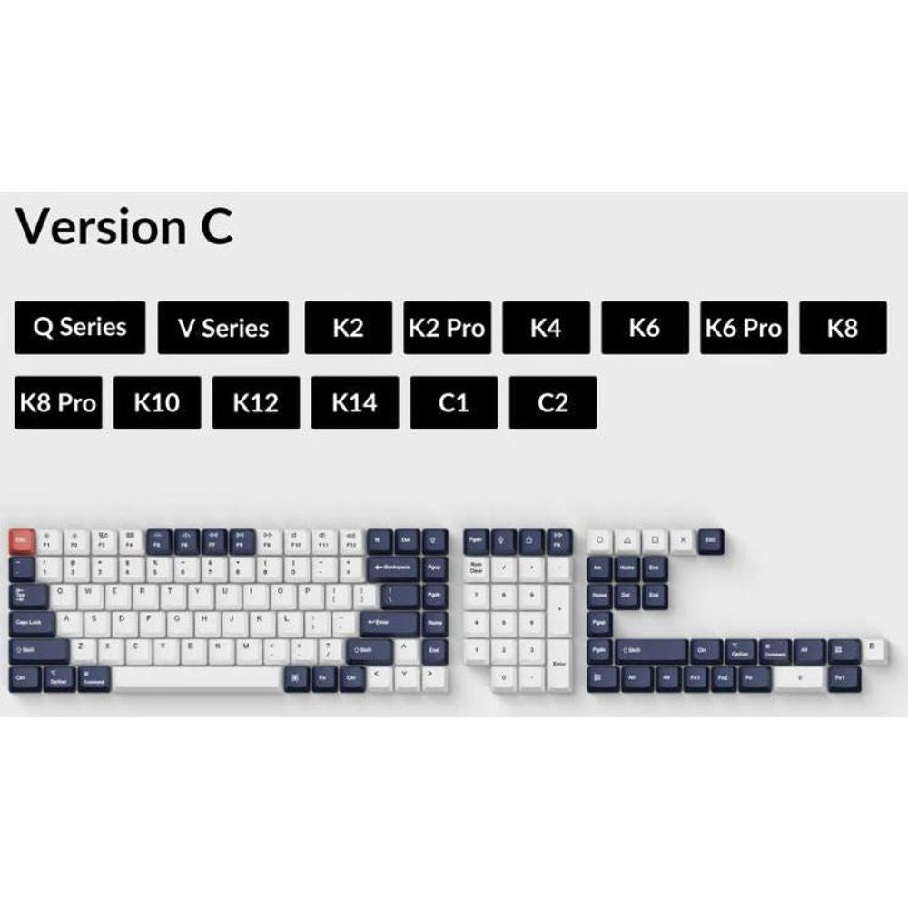 KEYC-T6 - Keychron OEM Dye-Sub PBT Keycap Set - Bluish Black White Full Set