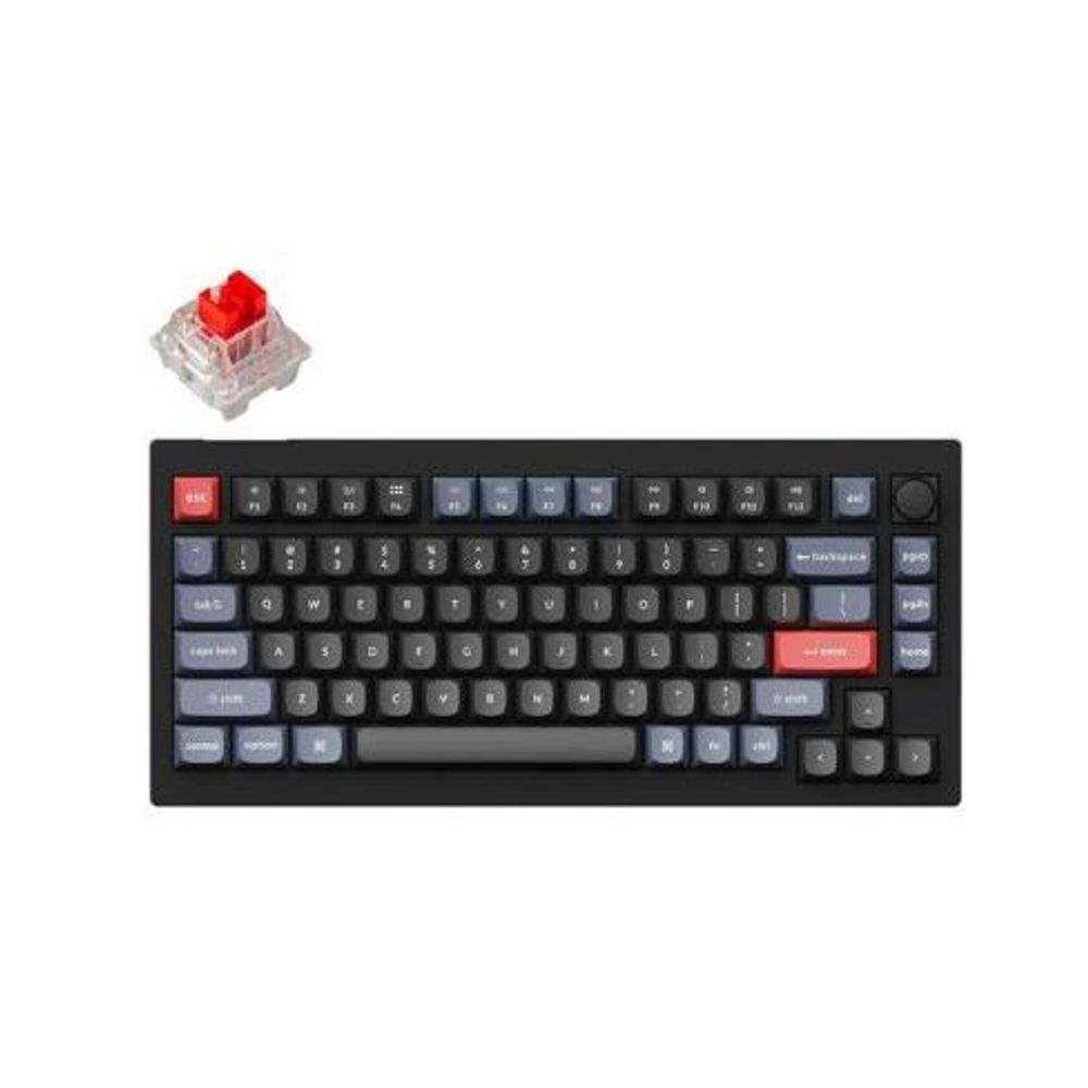 KEYC-V1-D1 - Keychron V1-D1 75% Layout 84 Key Carbon Black Red Switch RGB Hot-Swap Wired Keyboard