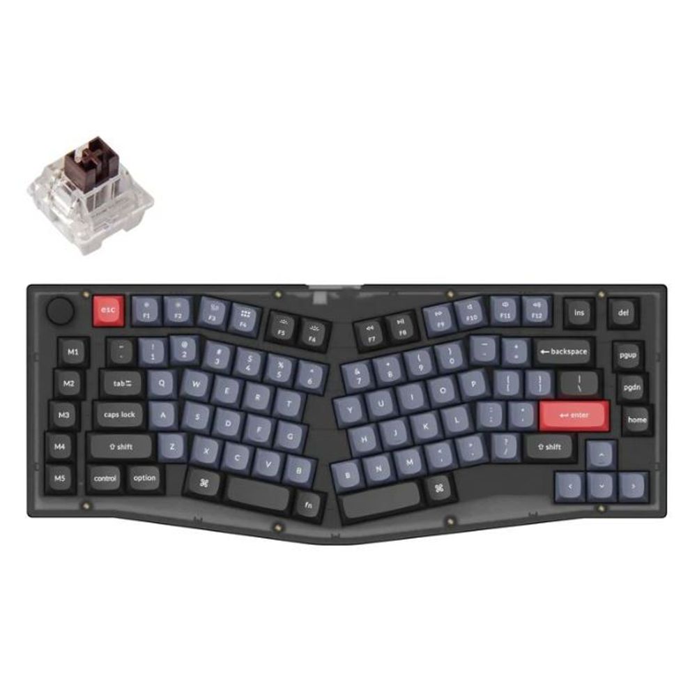 KEYC-V10-C3 - Keychron V10-C3, 75% Layout, Red Switch, RGB Backlight, Frosted Black, Hot Swap, QMK, Mechanical, Knob, Alice