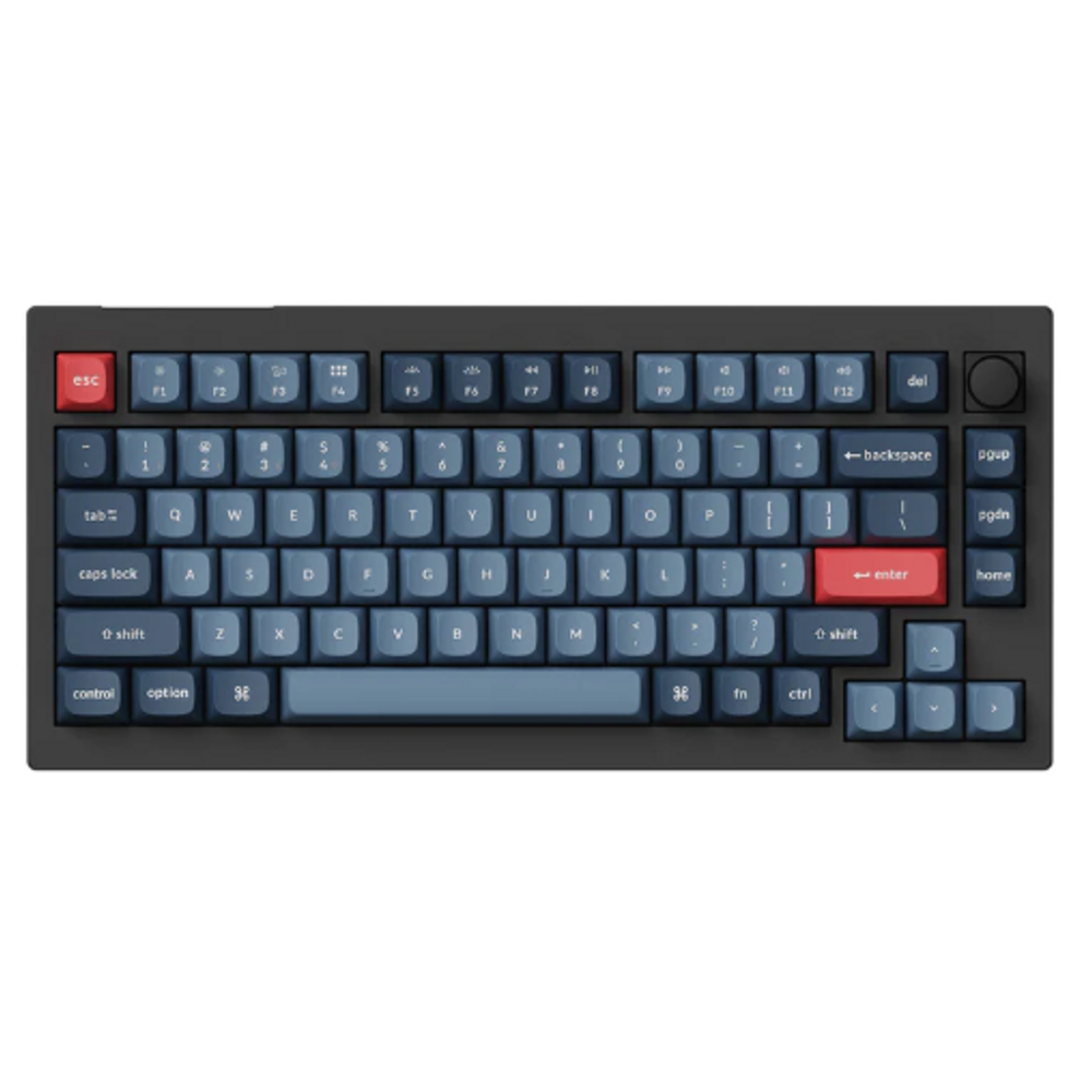 KEYC-V1M-D3 - Keychron V1M-D3 75% Brown Switch RGB Backlit Carbon Black QMK/VIA Gateron Wireless Mechanical with Knob Keyboard