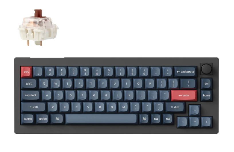 Keychron V2M-D3, 65% Layout 68 Keys, Brown Switch, RGB, Black, Hot-Swap, ANSI, Gateron Jupiter, Mechanical Wireless Keyboard, With Knob Default Title