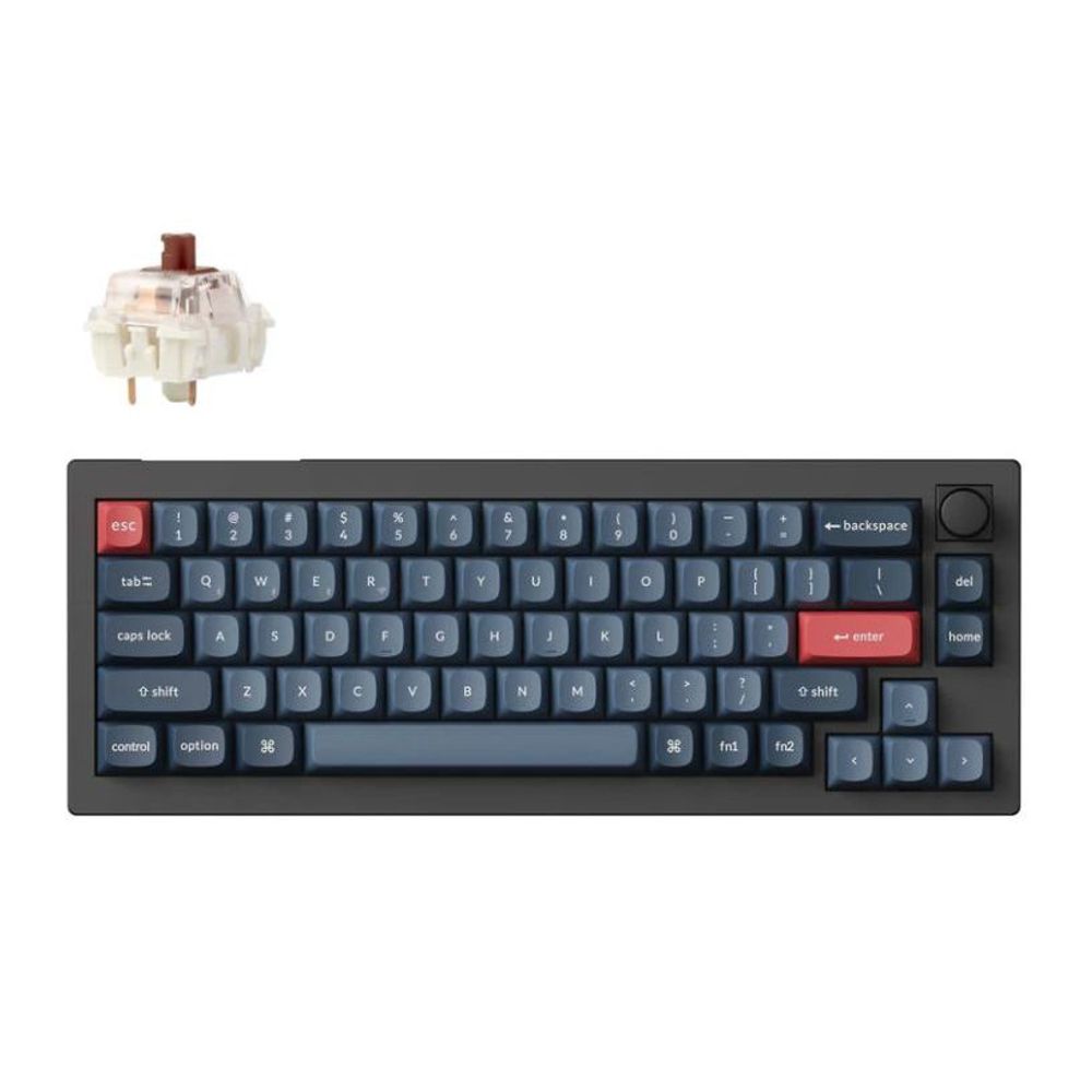 Keychron V2M-D3, 65% Layout 68 Keys, Brown Switch, RGB, Black, Hot-Swap, ANSI, Gateron Jupiter, Mechanical Wireless Keyboard, With Knob Default Title
