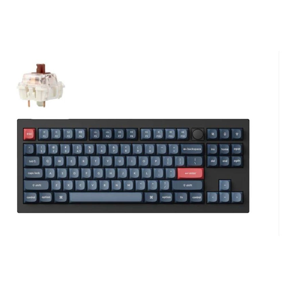 Keychron V3M-D3, 80% TKL Layout 87 Keys, Brown Switch, RGB, Black, Hot-Swap, ANSI, Gateron Jupiter, Mechanical Wireless Keyboard, With Knob Default Title