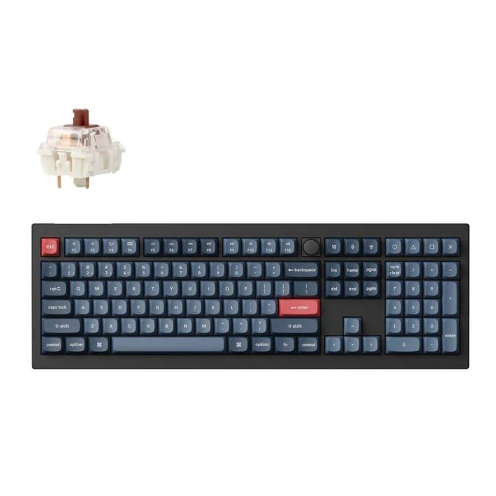 Keychron V6M-D3, 100% Full Size Layout 104 Keys, Brown switch, RGB, Hot Swap, Black, ANSI, Gateron Jupiter Mechanical, Wired Keyboard, with Knob Default Title