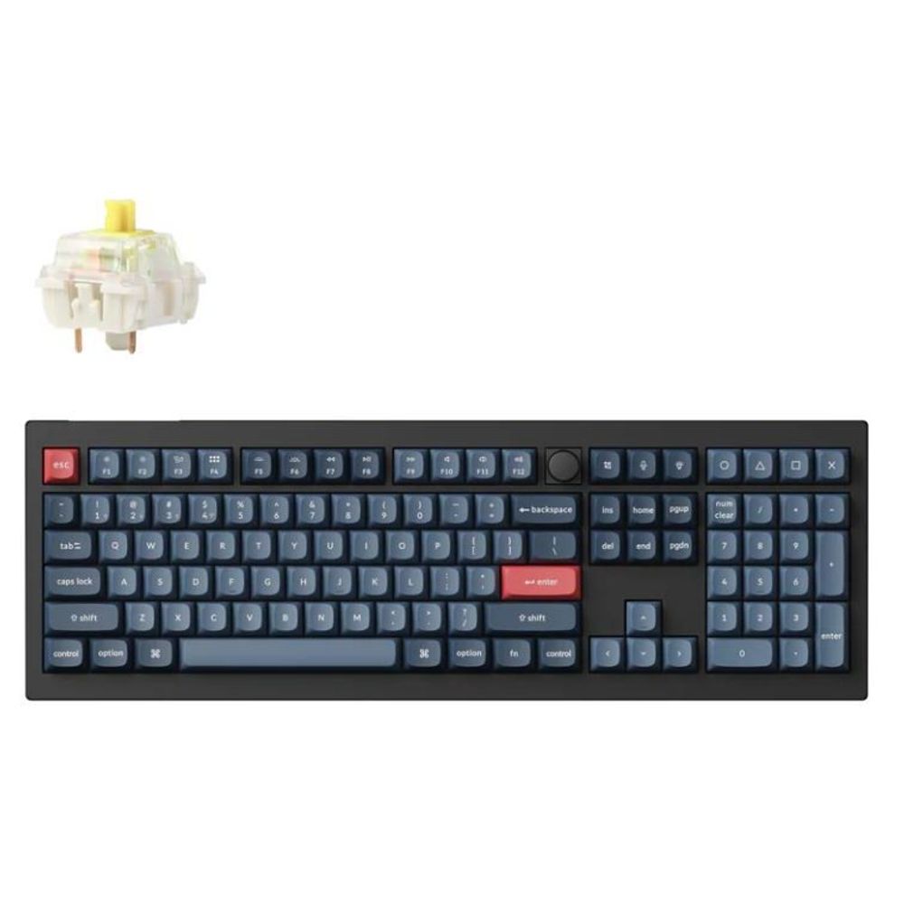 Keychron V6M-D4, 100% Full Size Layout 104 Keys, Banana switch, RGB, Hot Swap, Black, ANSI, Gateron Jupiter Mechanical, Wired Keyboard, with Knob Default Title