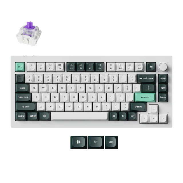 Keychron Q1 HE QMK Knob Shell White Gateron Double-Rail Magnetic Nebula Switch Wireless Custom Keyboard Default Title