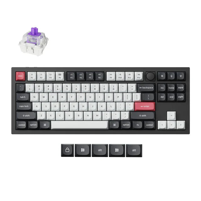 Keychron Q3H-M1 80% layout, HE QMK, Carbon Black, Gateron Double-Rail Magnetic Nebula Switch , Wireless with Knob Default Title