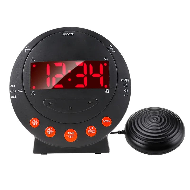 LED Flashing Vibrating Alarm Clock with Bed Shaker (Clearance)