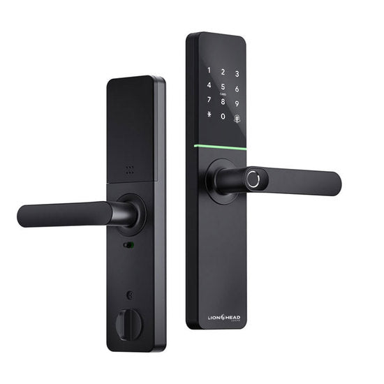 The ENMORE LUXE - Entrance Lock Black, TTLock, Wifi BLE Fingerprint, Pin, Prox, E-Key & Key override