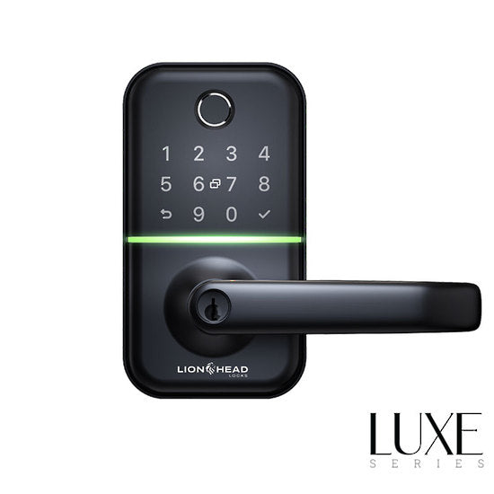 The CARLISLE LUXE Entrance Lock - Black BLE Fingerprint, TTLock, Pin, Prox, E-Key, Key override