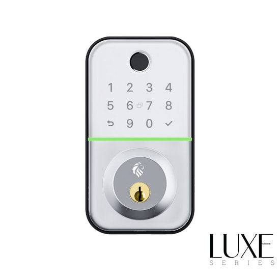 The FLINDERS LUXE Bluetooth Deadbolt - Silver, Pin, TTLock, Prox, Fingerprint, E-Key & Key override