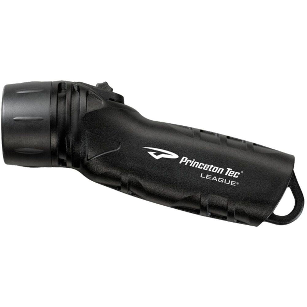 Black Princeton TEC League Torch with wrist strap and rear switch housing