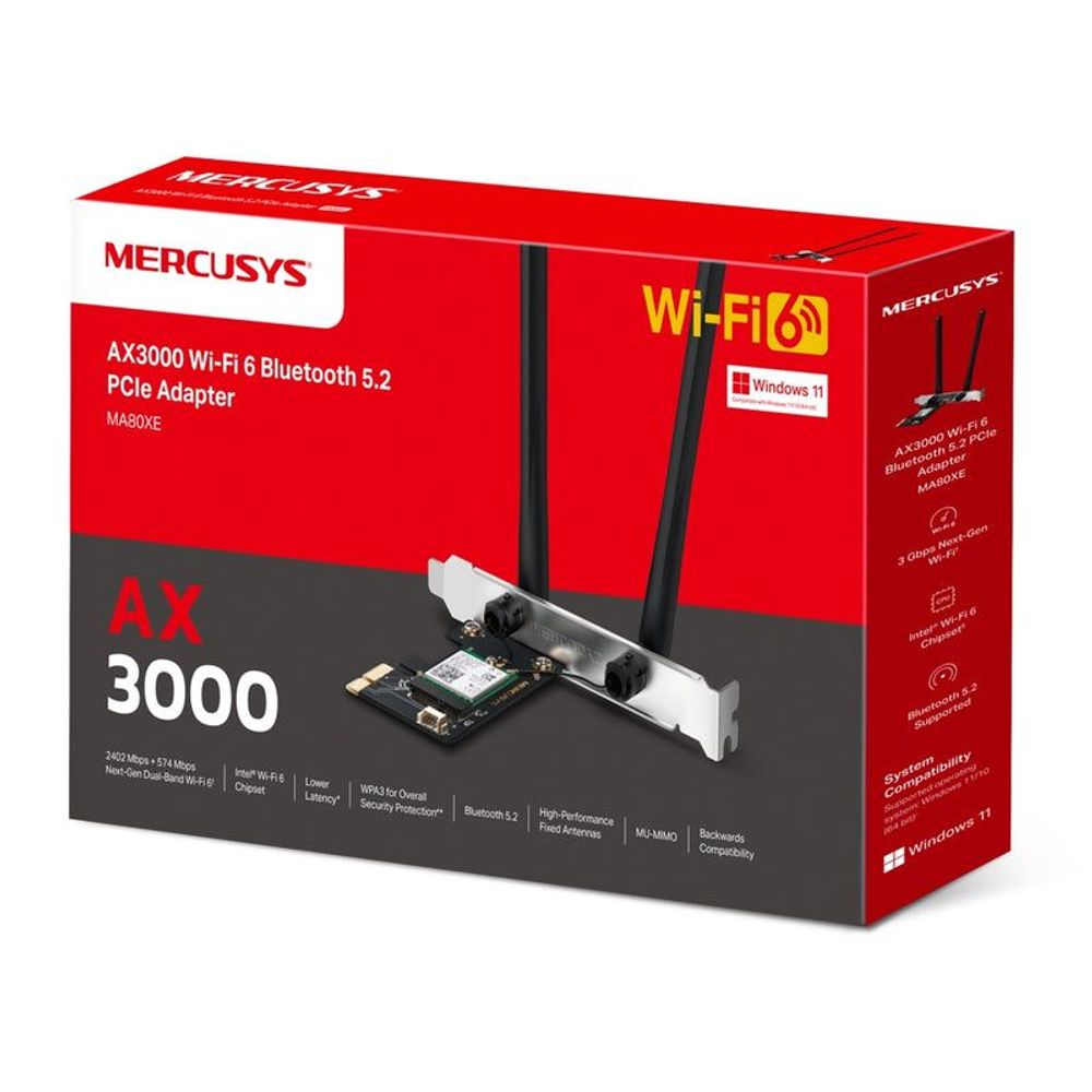 Mercusys AX3000 Wi-Fi 6 Bluetooth PCIe adapter retail box