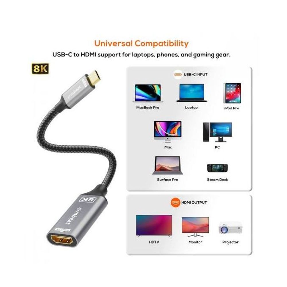 mbeat Tough Link 8K USB-C to HDMI Adapter - Space Grey