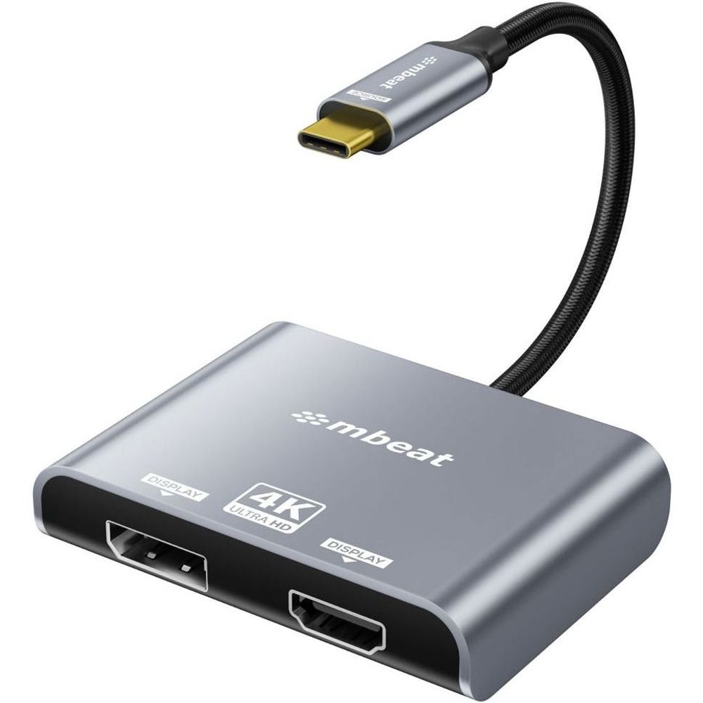 mbeat Tough Link USB-C to DP&HDMI Dual 4K/60Hz MST Adapter - Space Grey Default Title