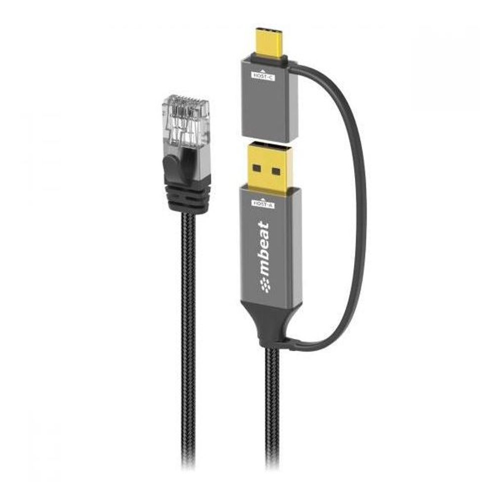 mbeat Tough Link 2m USB & USB-C to RJ45 Ethernet Cable - Space Grey Default Title
