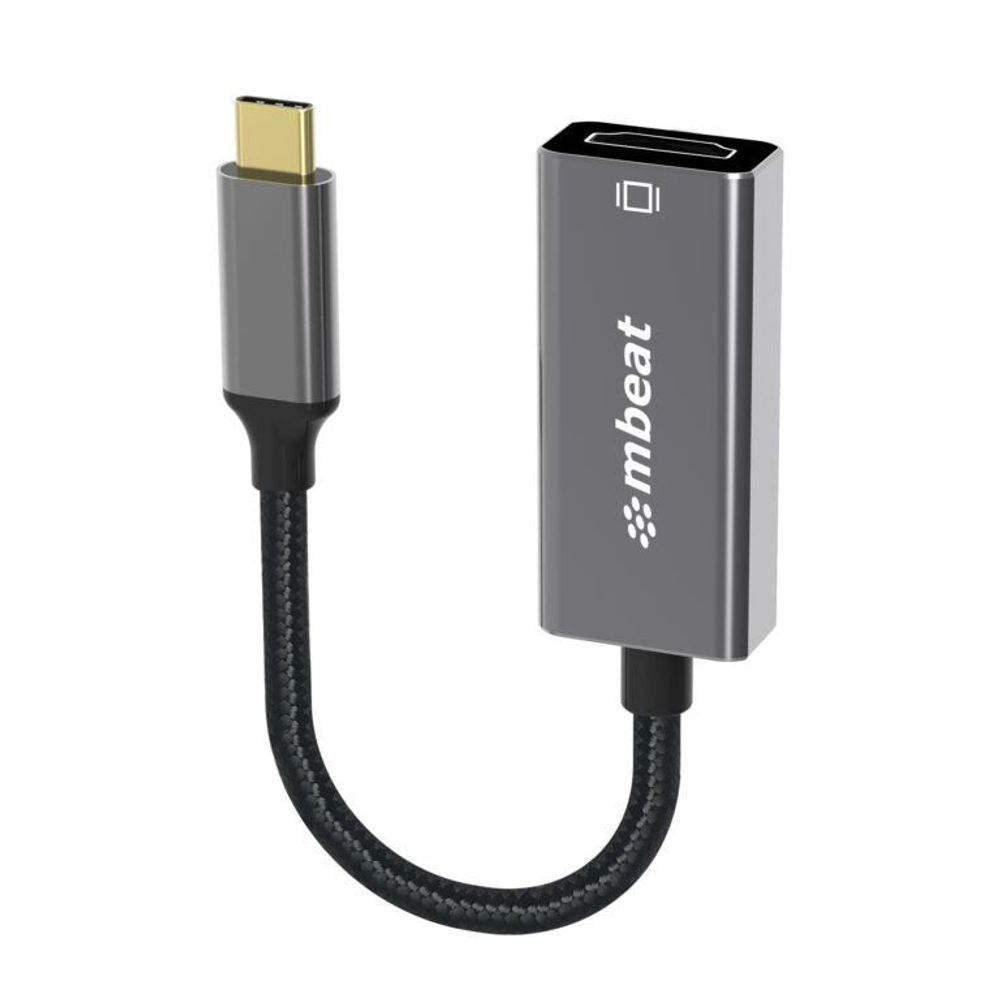 Space grey USB-C to DisplayPort cable with braided jacket and compact adapter ends