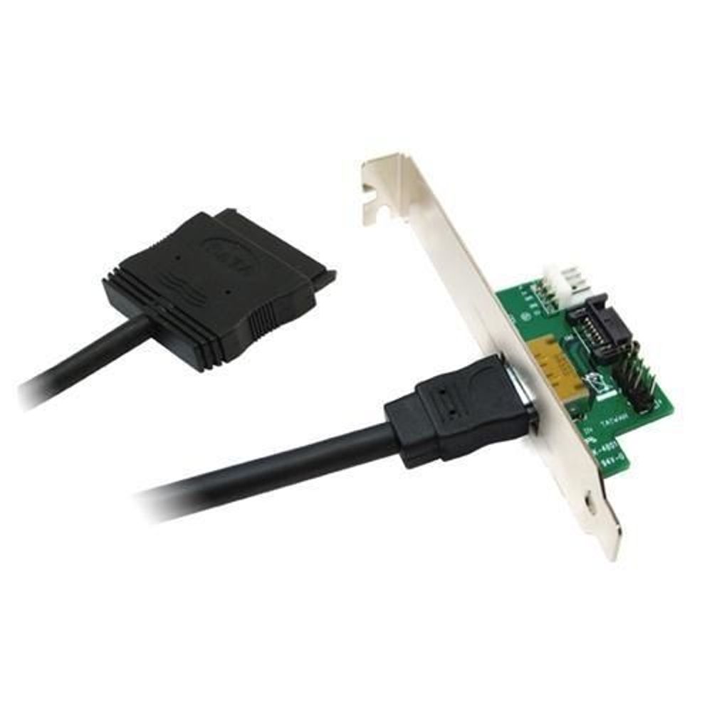 Power over eSATA adapter kit with single port bracket and green PCB, black cables